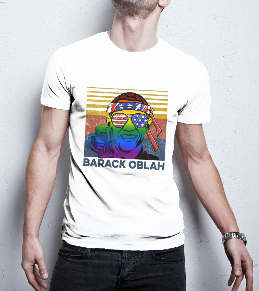 Barack Oblah Patriotic Headband Rainbow Sunglasses Beer Mug T-Shirt