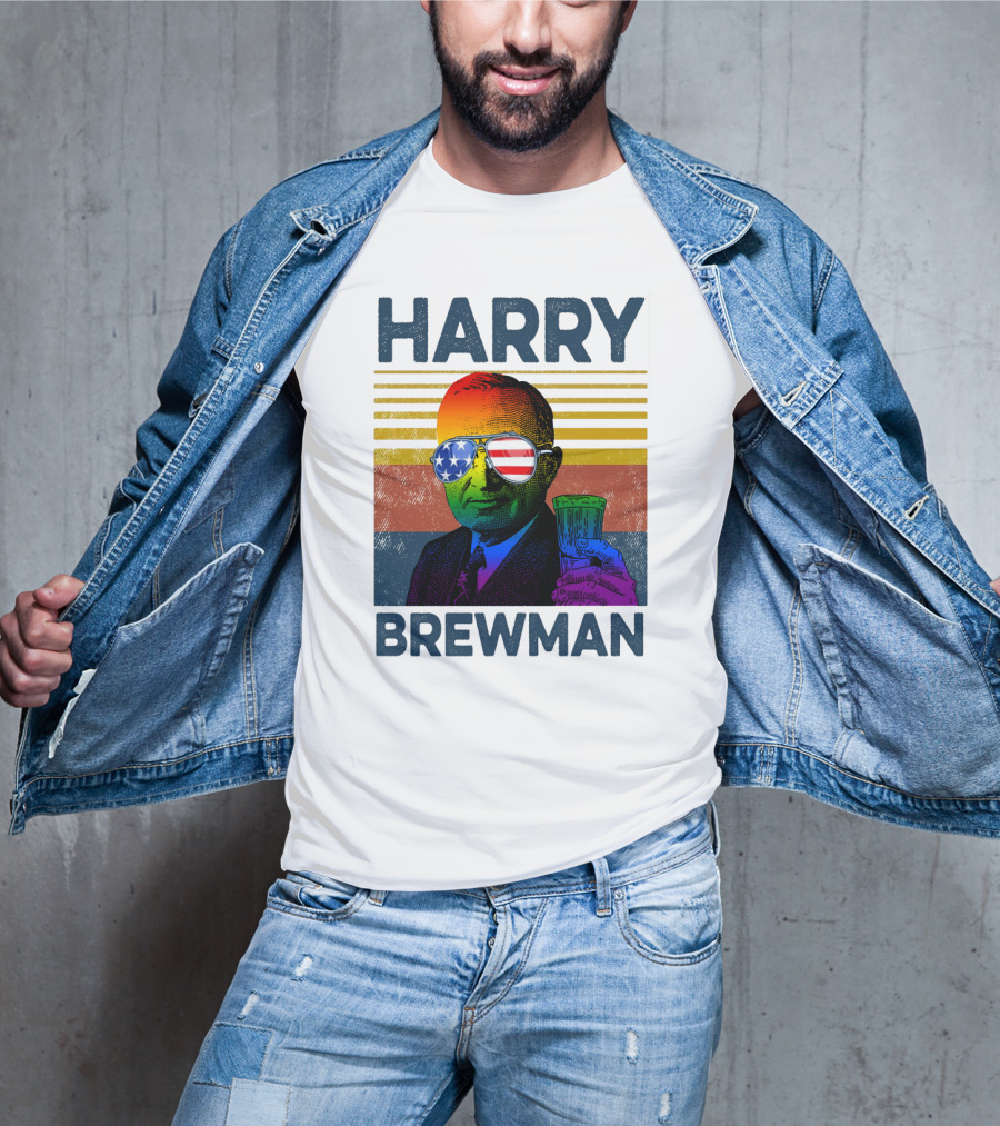 HARRY BREWMAN Patriotic Sunglasses Beer Drink T-Shirt