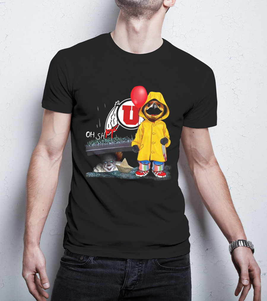 Utah Utes Oh Shh Pennywise Yellow Raincoat Red Balloon T-Shirt