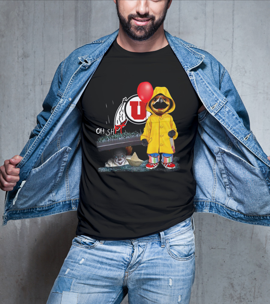 Utah Utes Oh Shh Pennywise Yellow Raincoat Red Balloon T-Shirt
