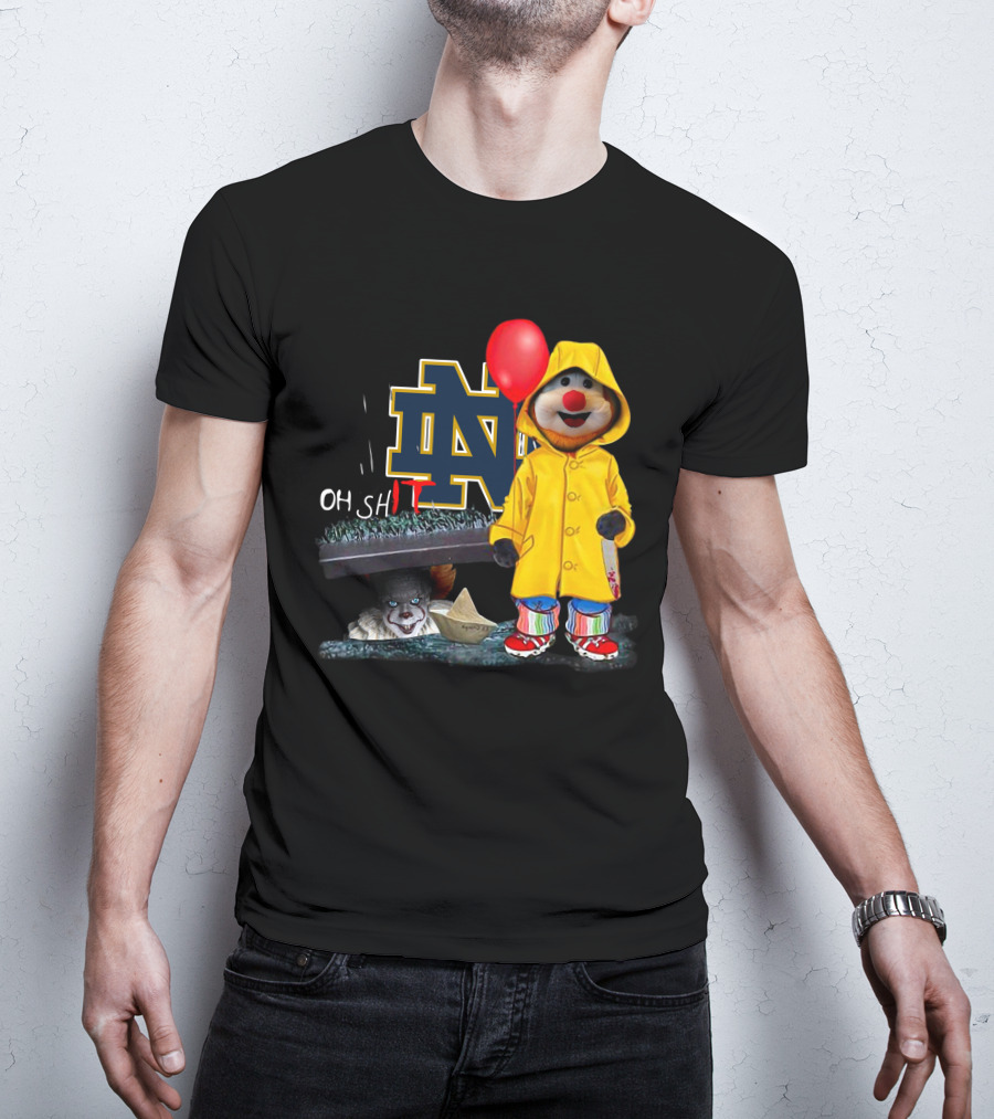 Notre Dame Fighting IrishDs Pennywise Clown Mashup Oh Shit Balloon T-Shirt