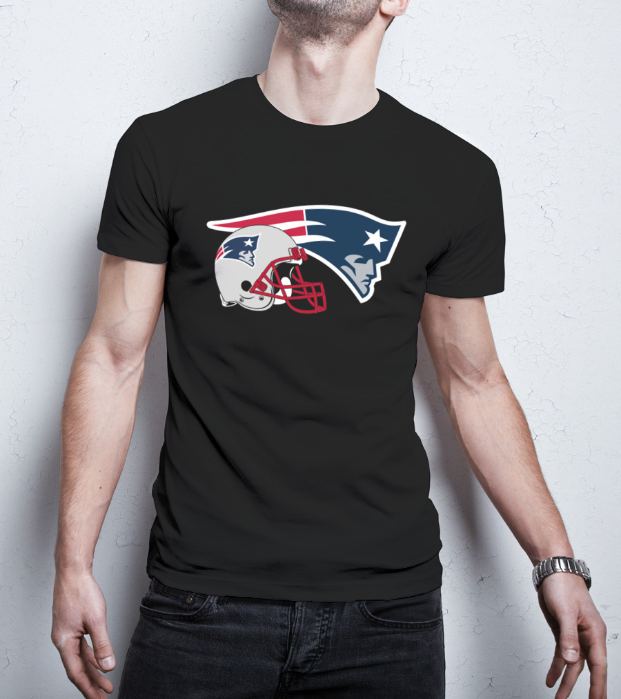 New England Patriots Helmet And Logo Patriots Football Team T-Shirt
