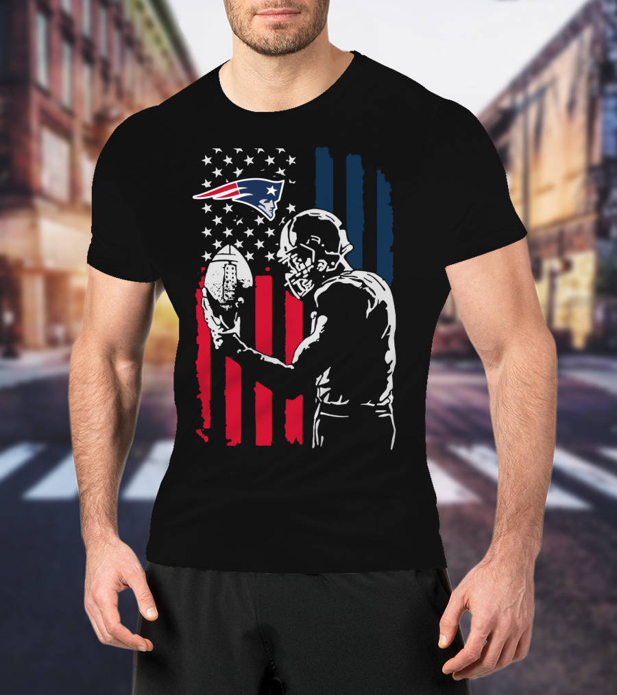 New England Patriots American Flag Football Player Nfl T-Shirt