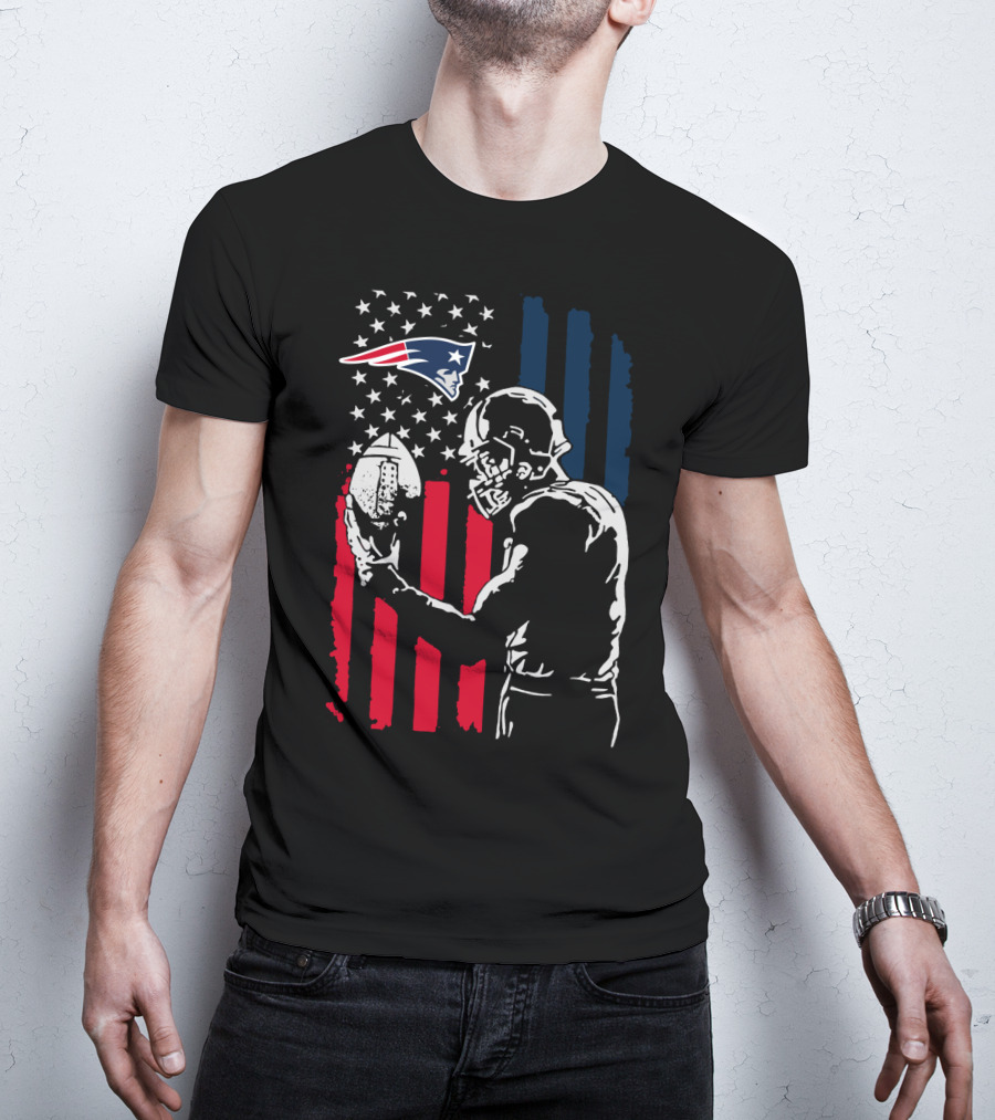 New England Patriots American Flag Football Player Nfl T-Shirt