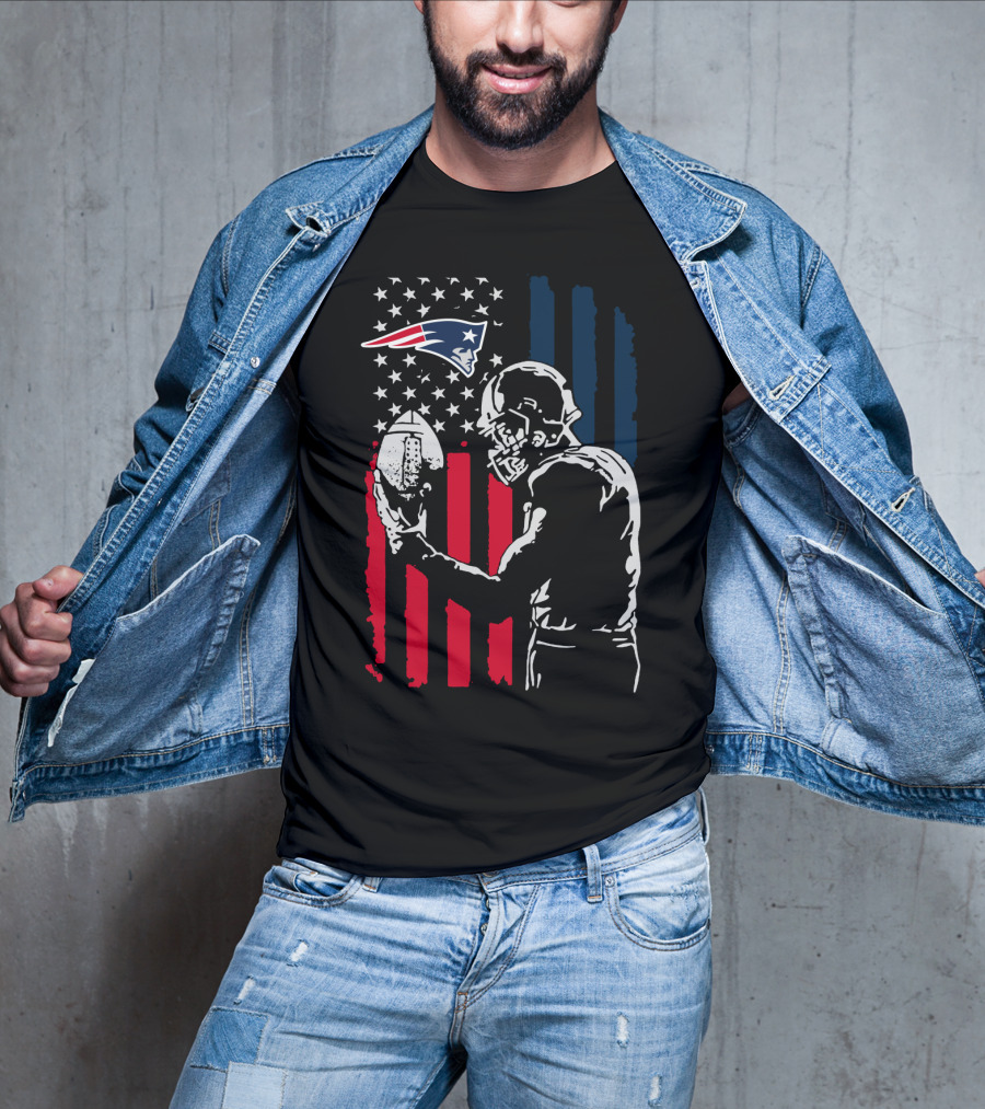 New England Patriots American Flag Football Player Nfl T-Shirt
