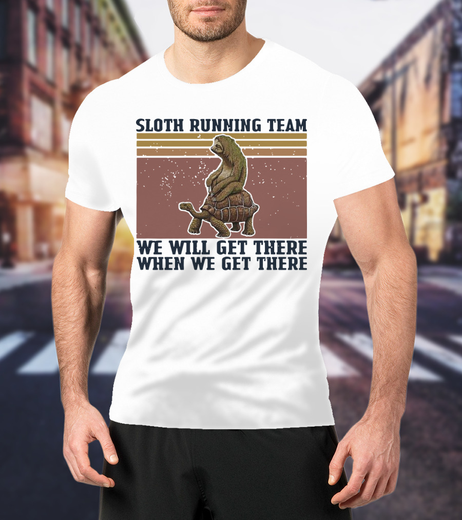 Sloth Running Team We Will Get There When We Get There Vintage Turtle T-Shirt