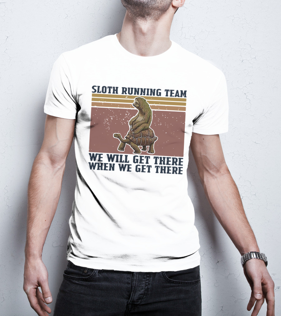 Sloth Running Team We Will Get There When We Get There Vintage Turtle T-Shirt