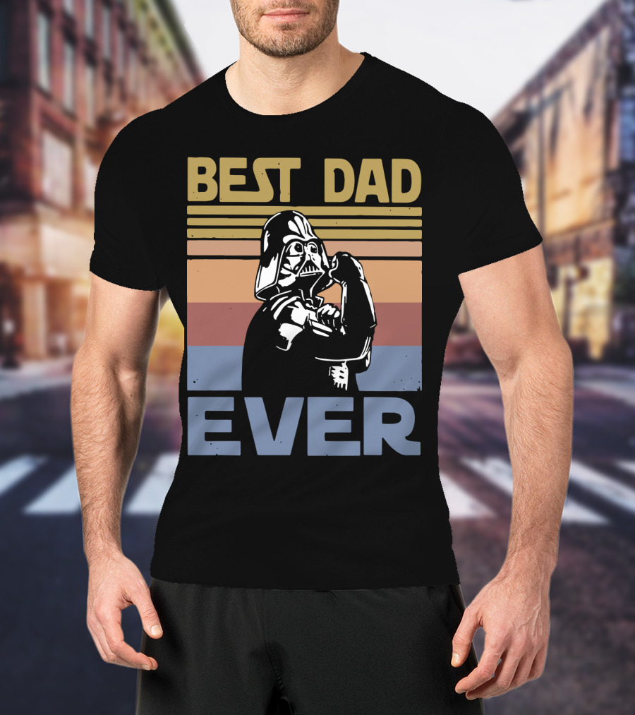 Vintage Best Dad Ever Darth Vader Retro Stripes T-Shirt
