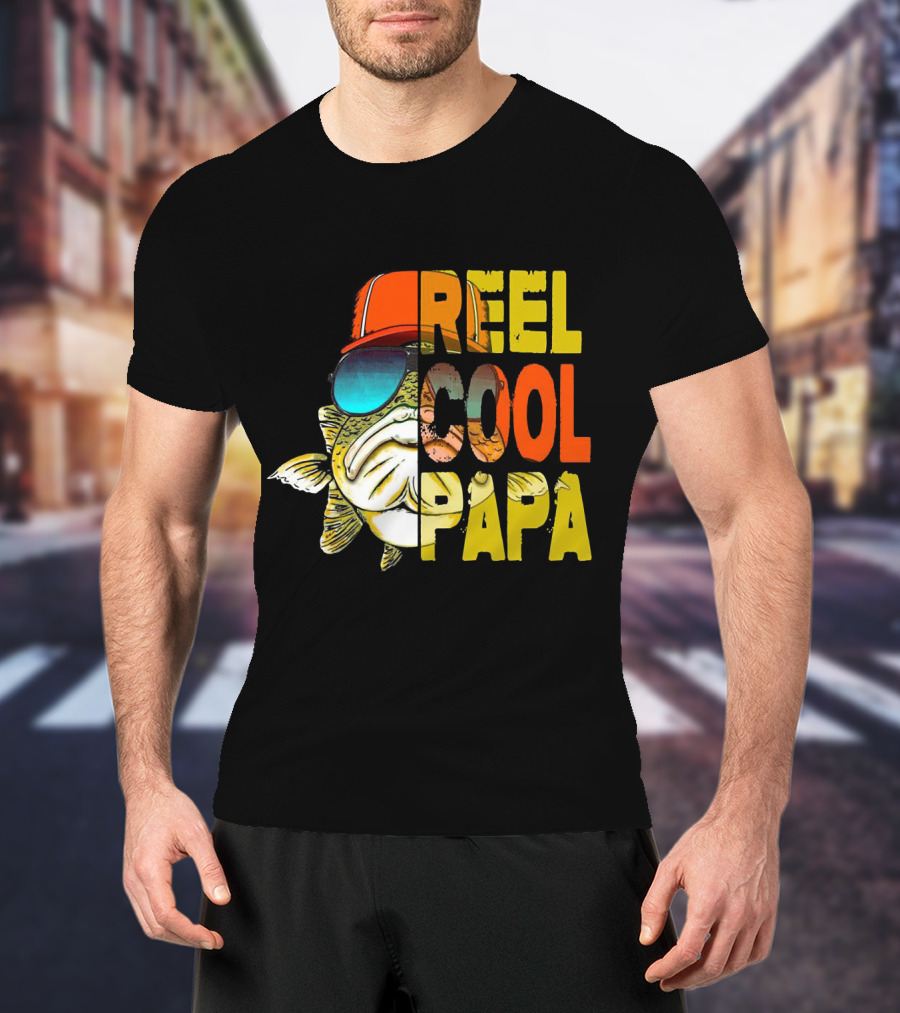 Reel Cool Papa Fish With Sunglasses And Cap T-Shirt