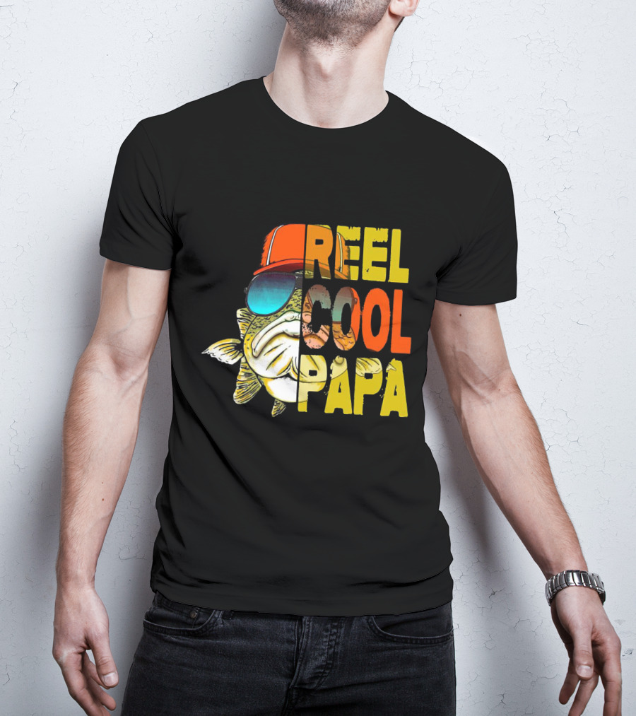Reel Cool Papa Fish With Sunglasses And Cap T-Shirt