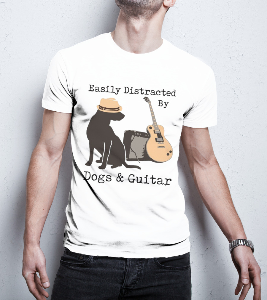 Easily Distracted By Dogs And Guitar Hat And Amplifier T-Shirt