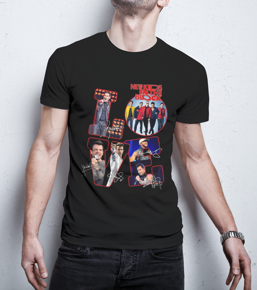 LOVE New Kids On The Block Signatures Group Photo Collection T-Shirt