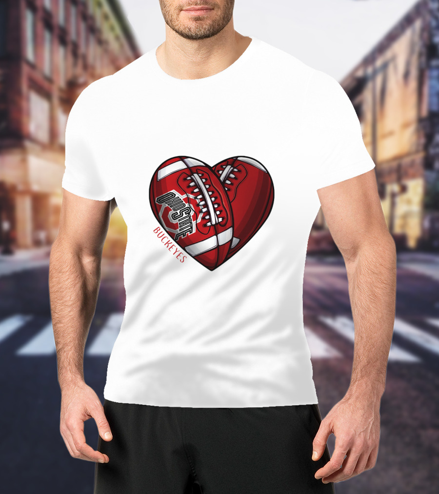 Ohio State Buckeyes Heart Football NCAA DH 90 T-Shirt