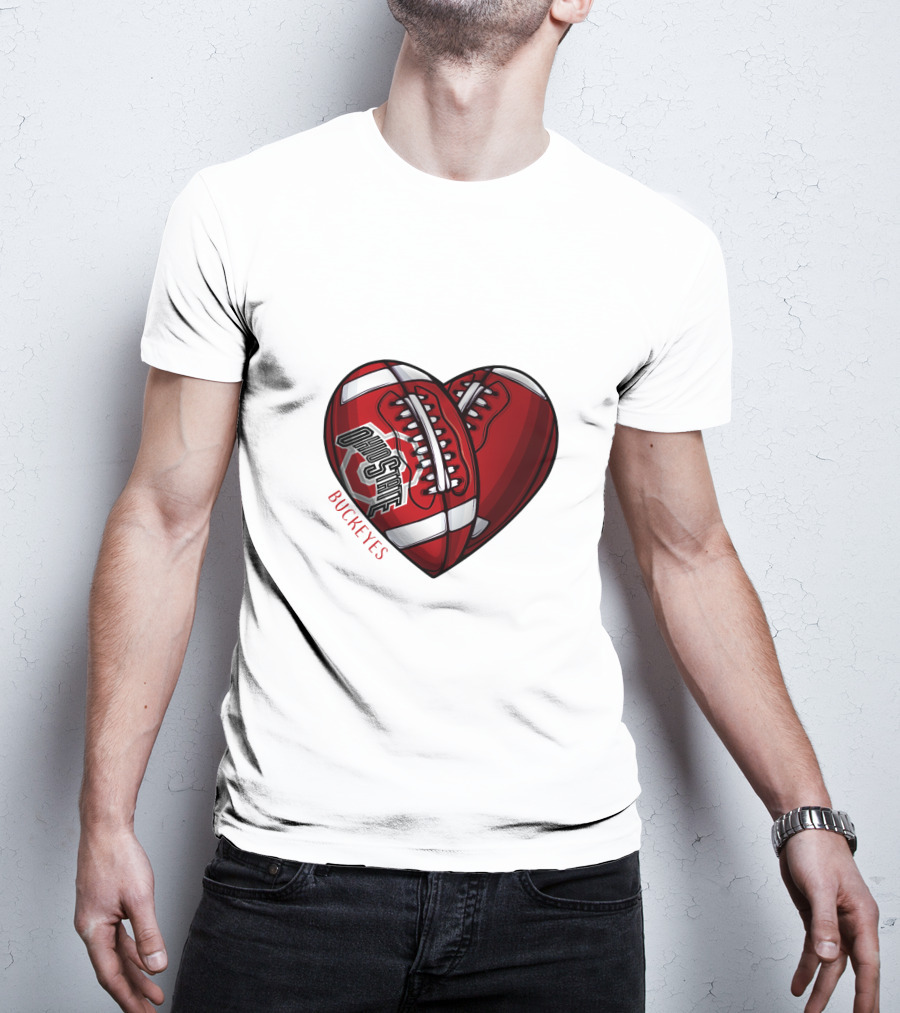 Ohio State Buckeyes Heart Football NCAA DH 90 T-Shirt