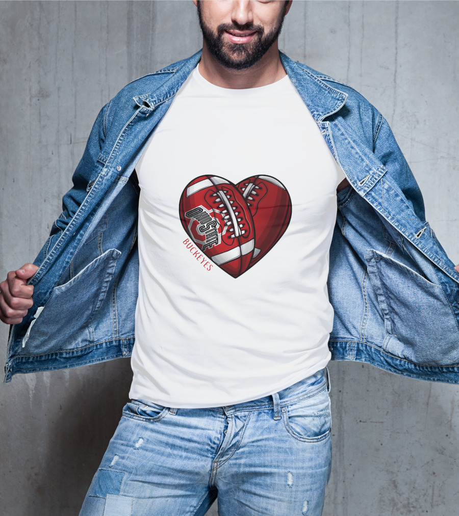Ohio State Buckeyes Heart Football NCAA DH 90 T-Shirt
