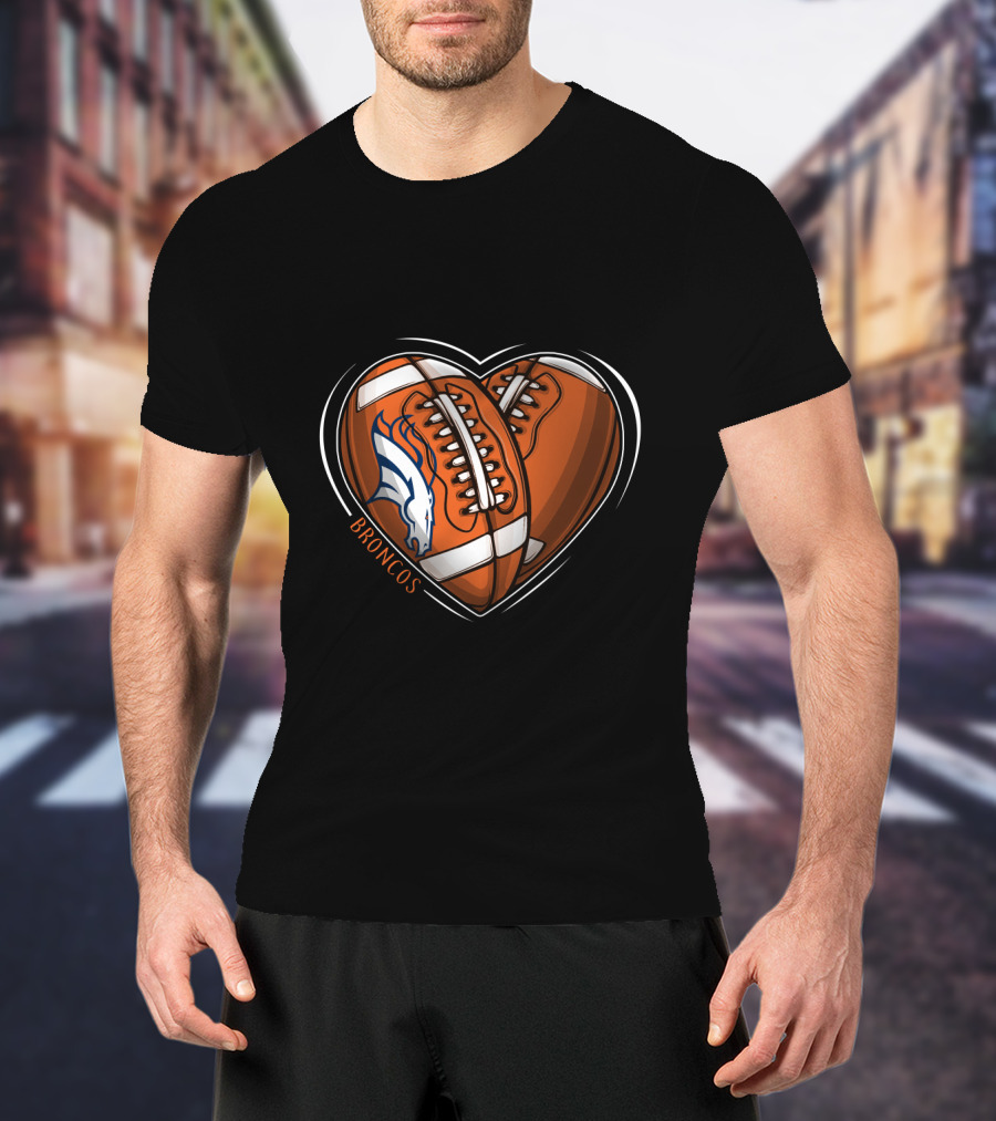 BBroncos Heart Design DH 90 NFL Denver Broncos T-Shirt