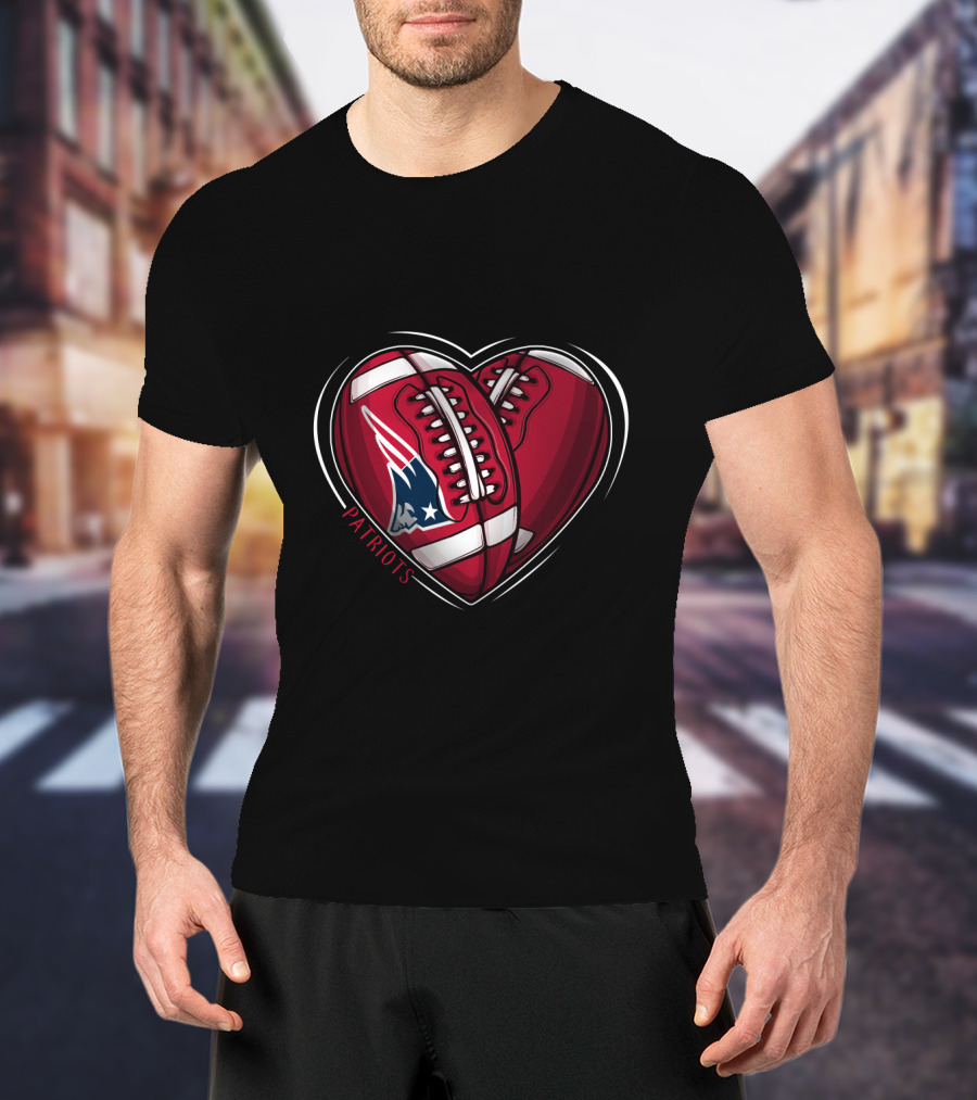 DH 90 NFL New England Patriots Heart Football Patriots T-Shirt