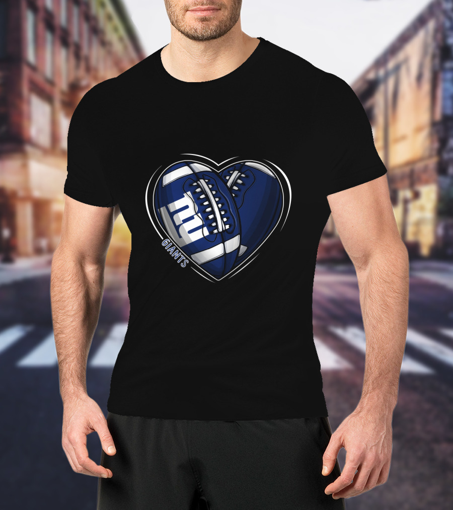 DH 90 NFL New York Giants Football Heart T-Shirt