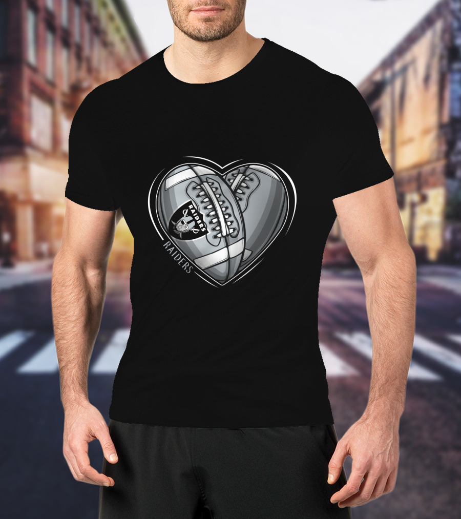 Raiders Heart Football Graphic DH 90 NFL Oakland Raiders T-Shirt