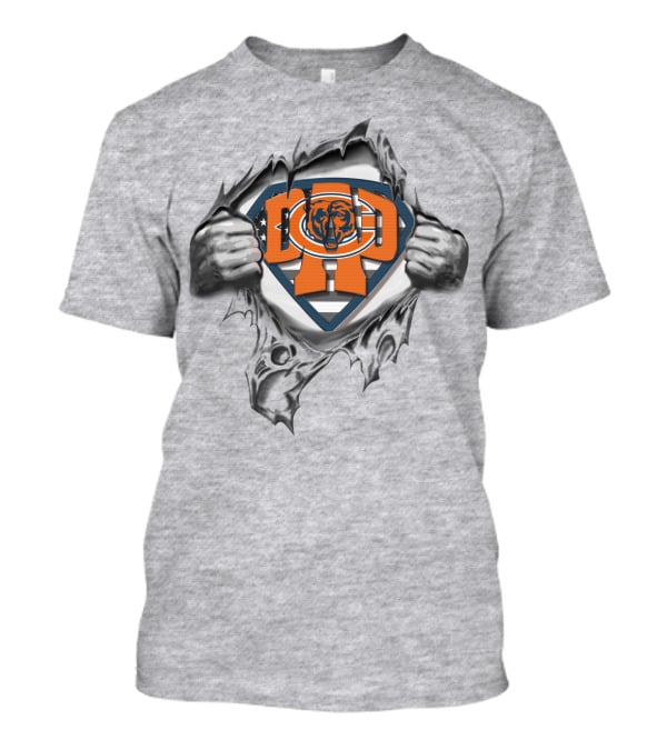 Superdad Chicago Bears Logo Inside Superhero Emblem T-Shirt