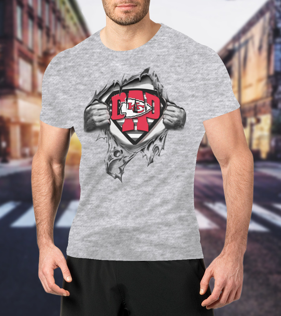 Superdad KC Chiefs Ripped Superman Logo T-Shirt