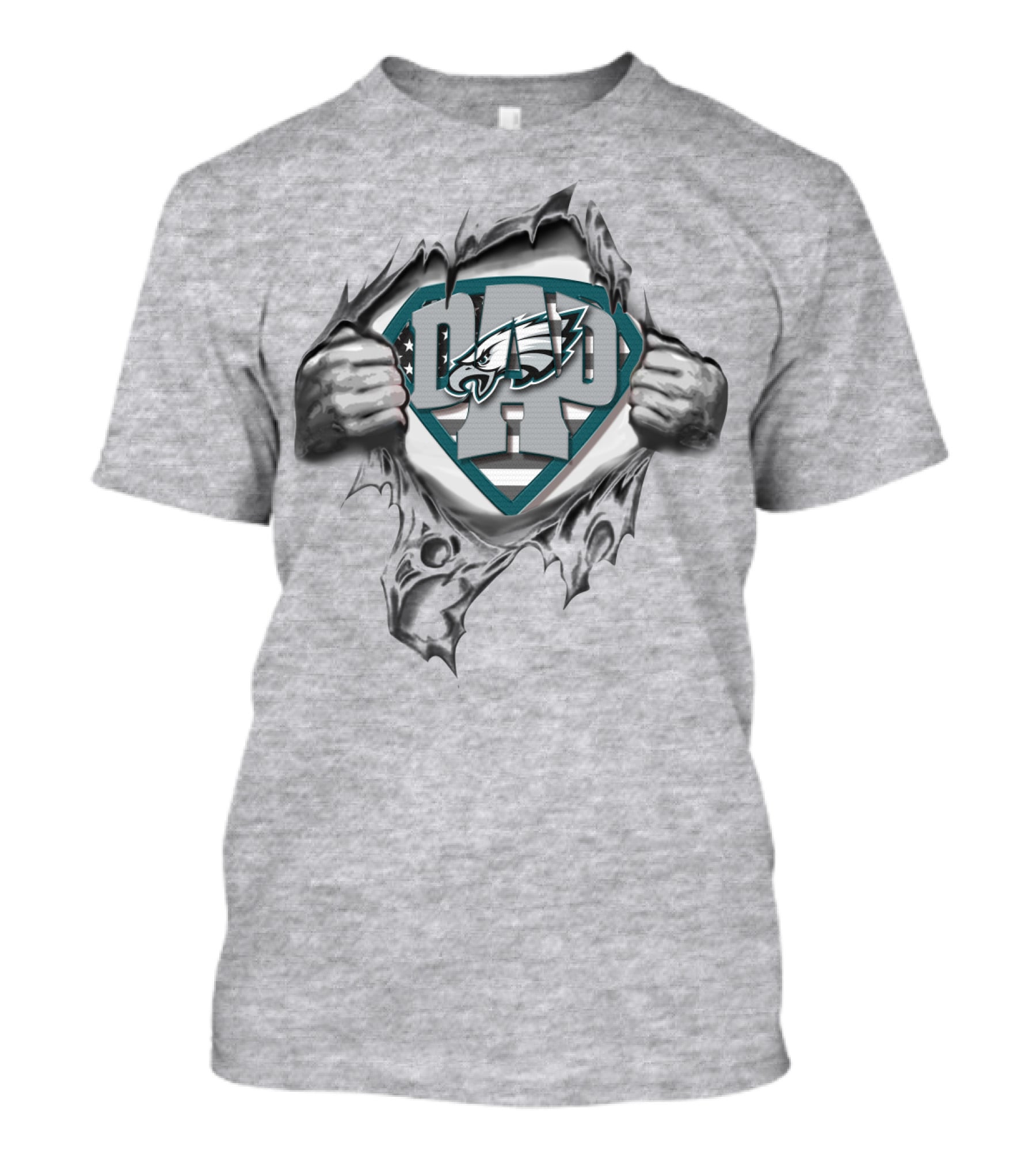 Superdad Philadelphia Eagles Dad Logo Rip T-Shirt