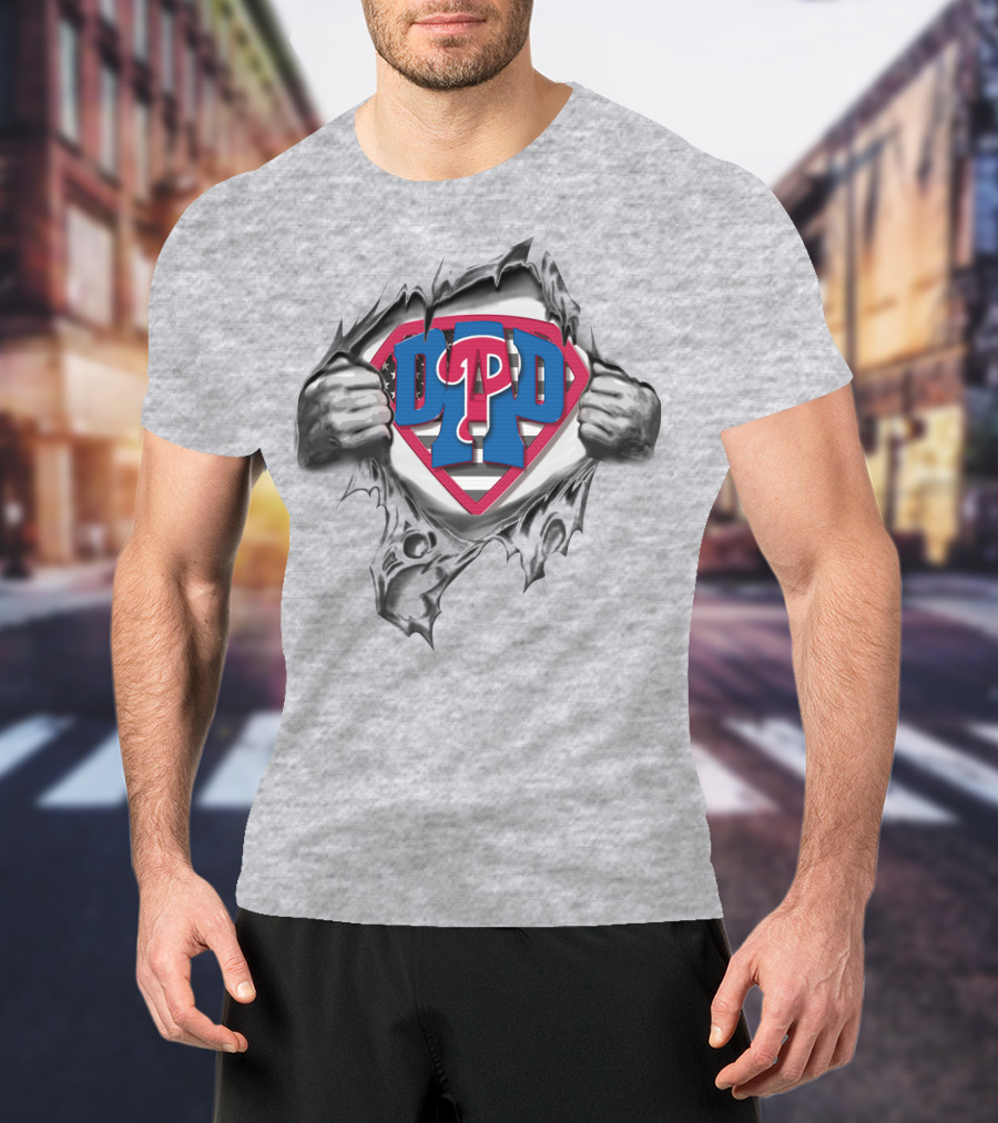 SUPERDAD Philly Phillies Dad Logo Tear T-Shirt