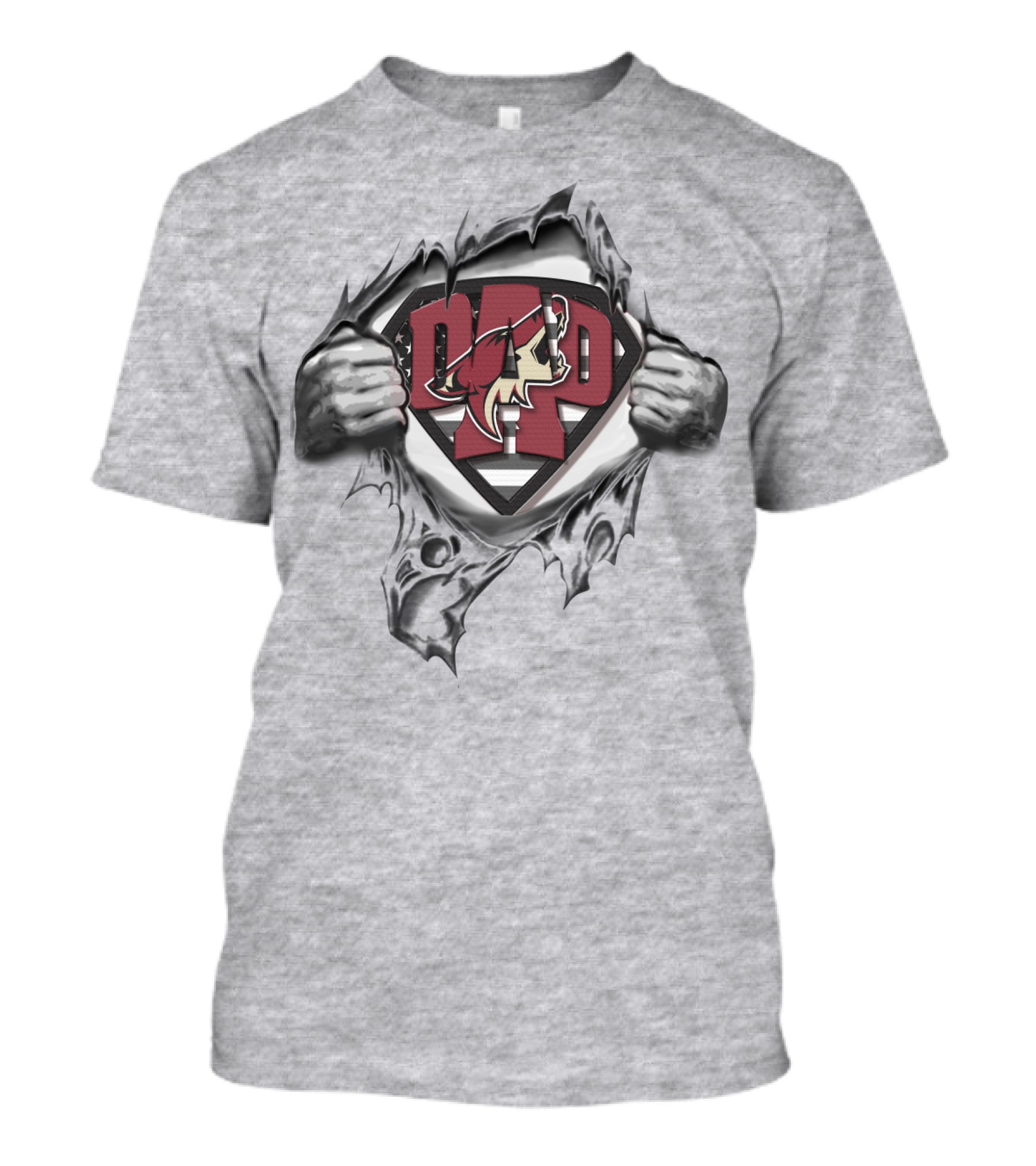 SUPERDAD Coyotes Logo Hero Badge Busting Through T-Shirt