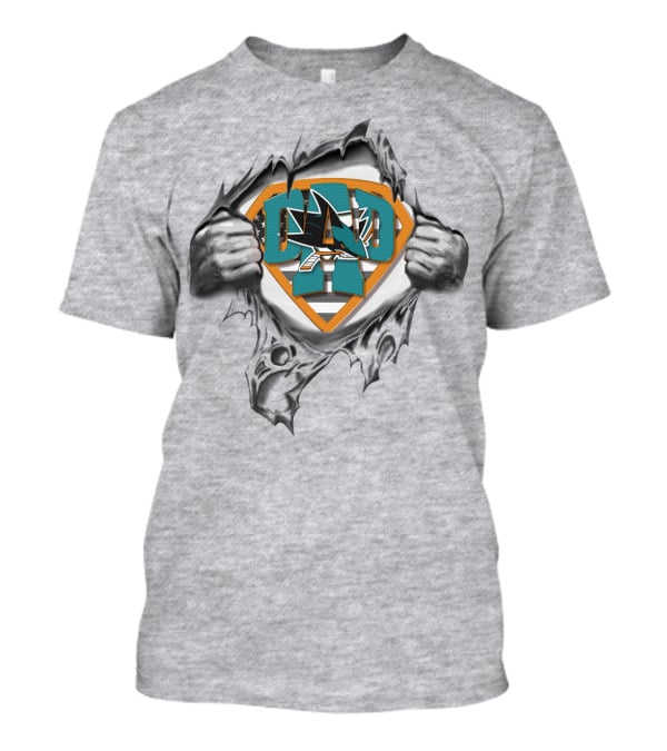 SUPERDAD San Jose Sharks Logo Inside Superman Shield T-Shirt
