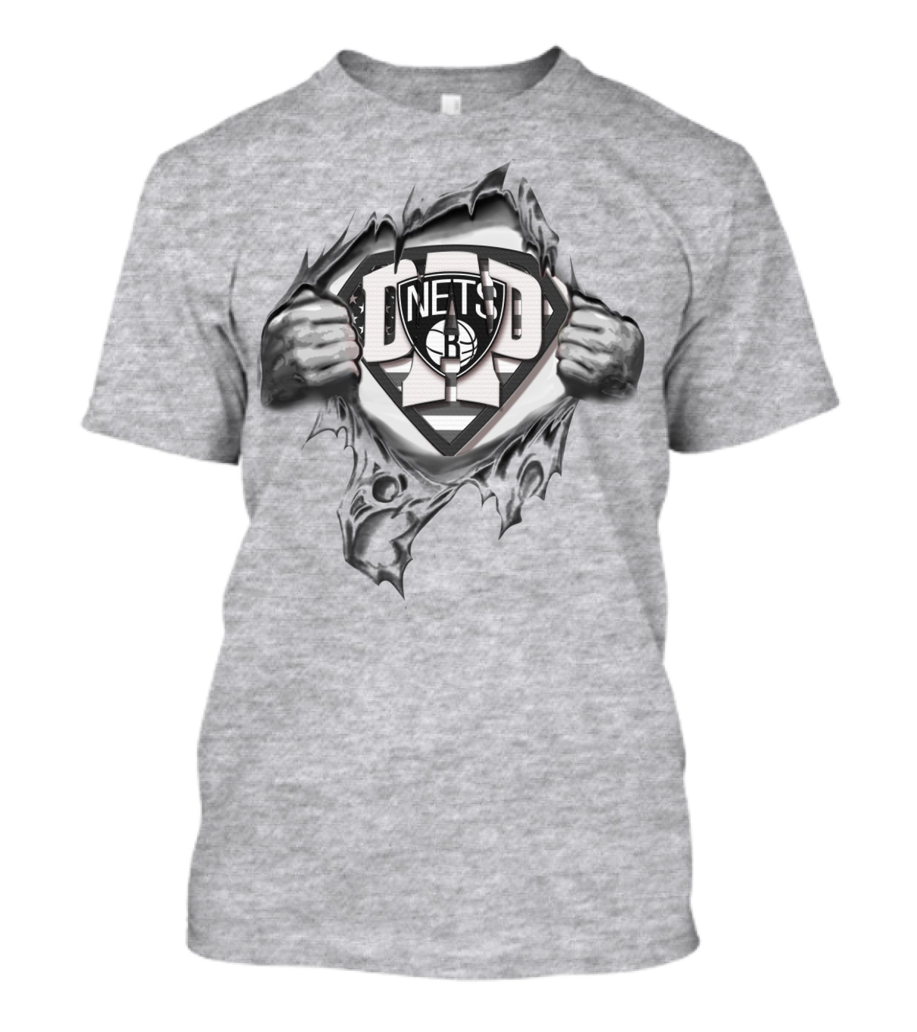 SUPERDAD Brooklyn Nets Logo Superhero Tear T-Shirt