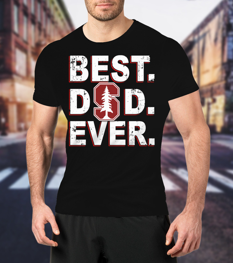 Best Dad Ever Stanford Cardinal Logo Red T-Shirt