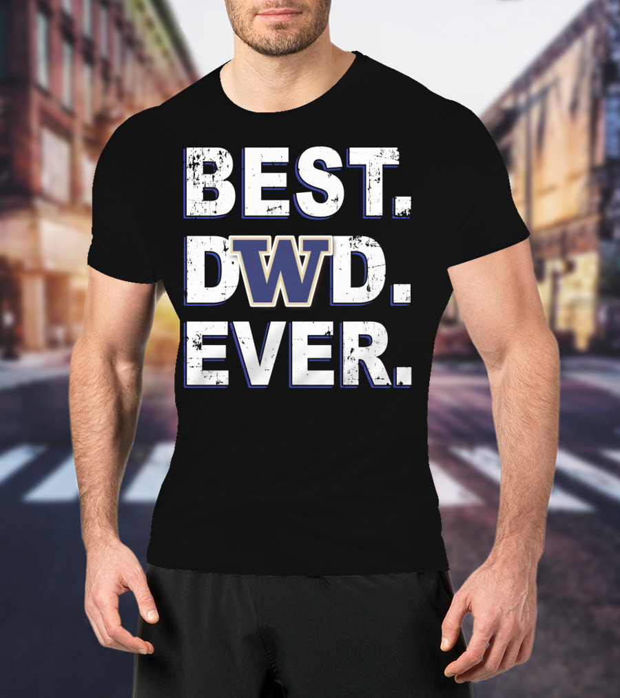 Best Dad Ever Washington Huskies Block Letters T-Shirt