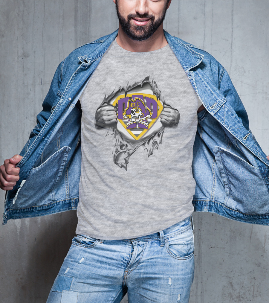 East Carolina Pirates Superdad ECU Skull Logo Hero T-Shirt
