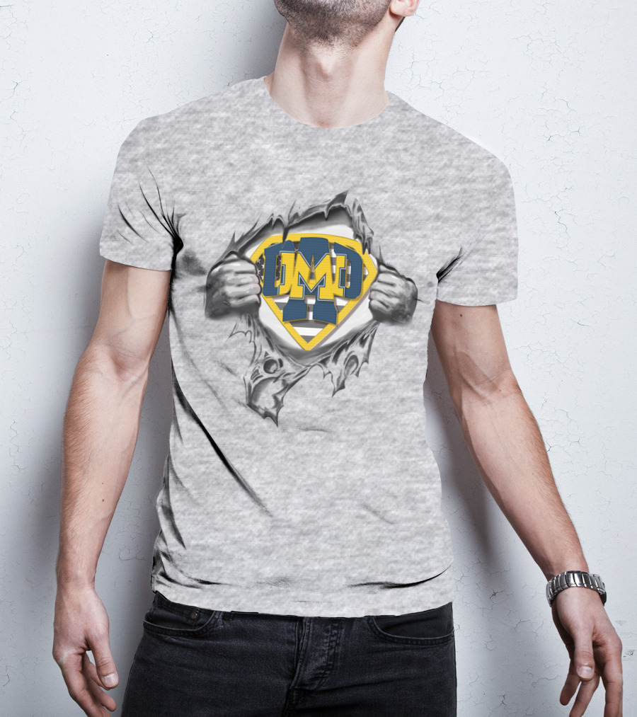 Michigan Wolverines Superdad Superhero T-Shirt