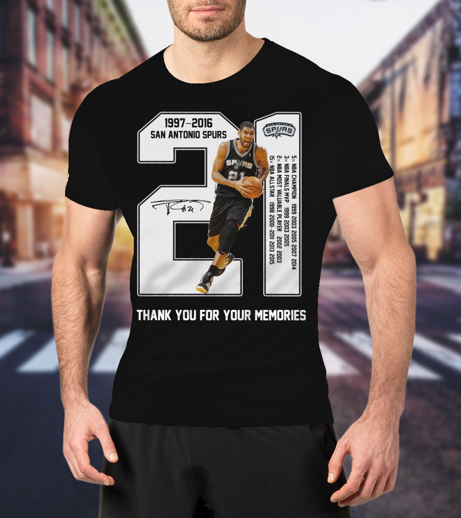 1997-2016 San Antonio Spurs 21 Thank You For Your Memories T-Shirt
