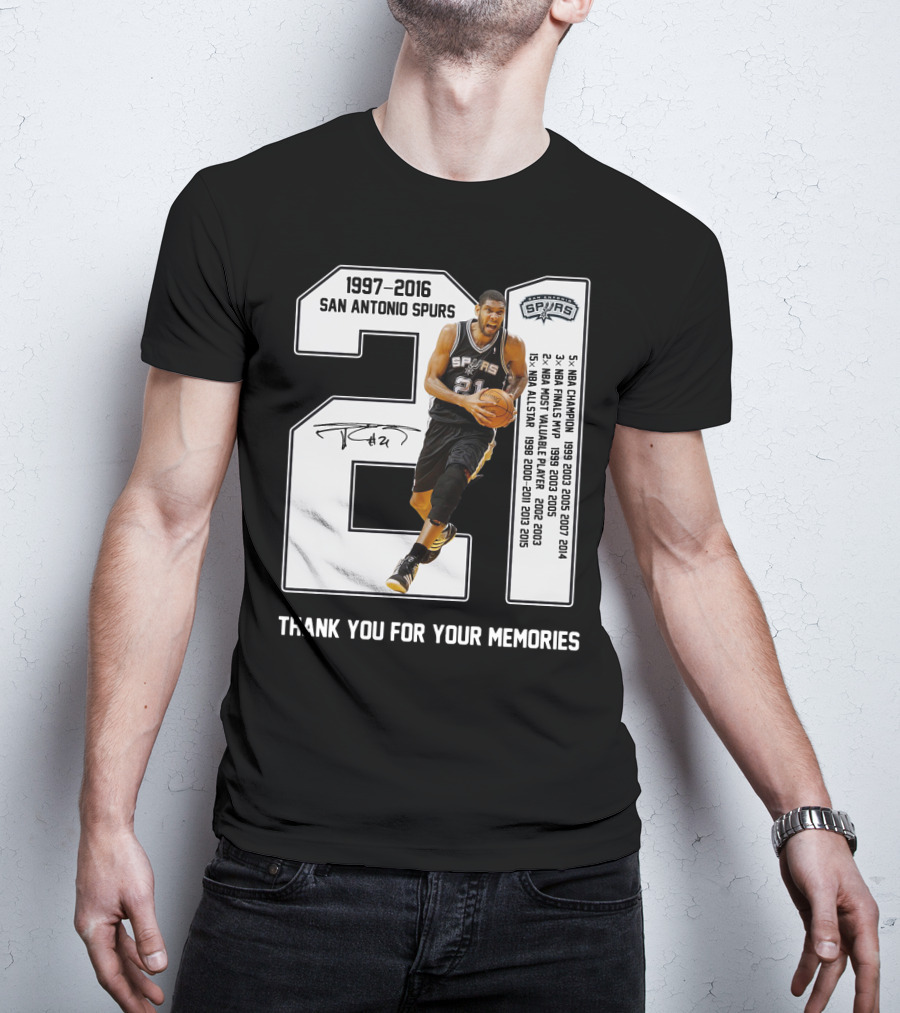 1997-2016 San Antonio Spurs 21 Thank You For Your Memories T-Shirt