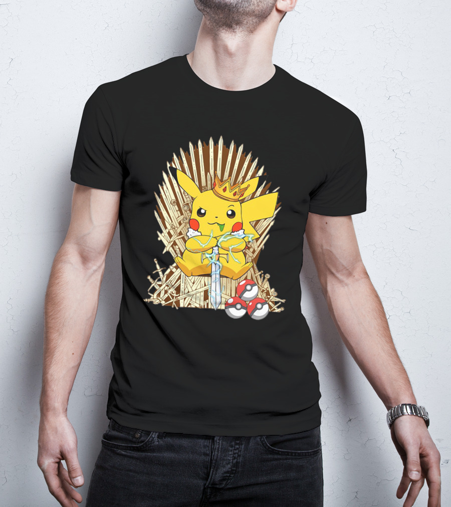 Pikachu Throne King With Sword And Pokeballs Game Of Thrones Style T-Shirt