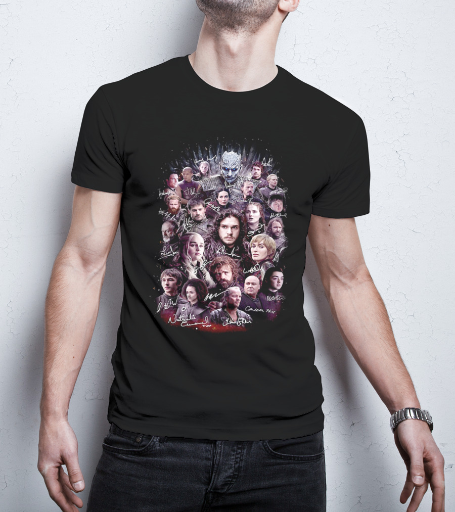 Game Of Thrones Characters Collage With Authentic Signatures T-Shirt