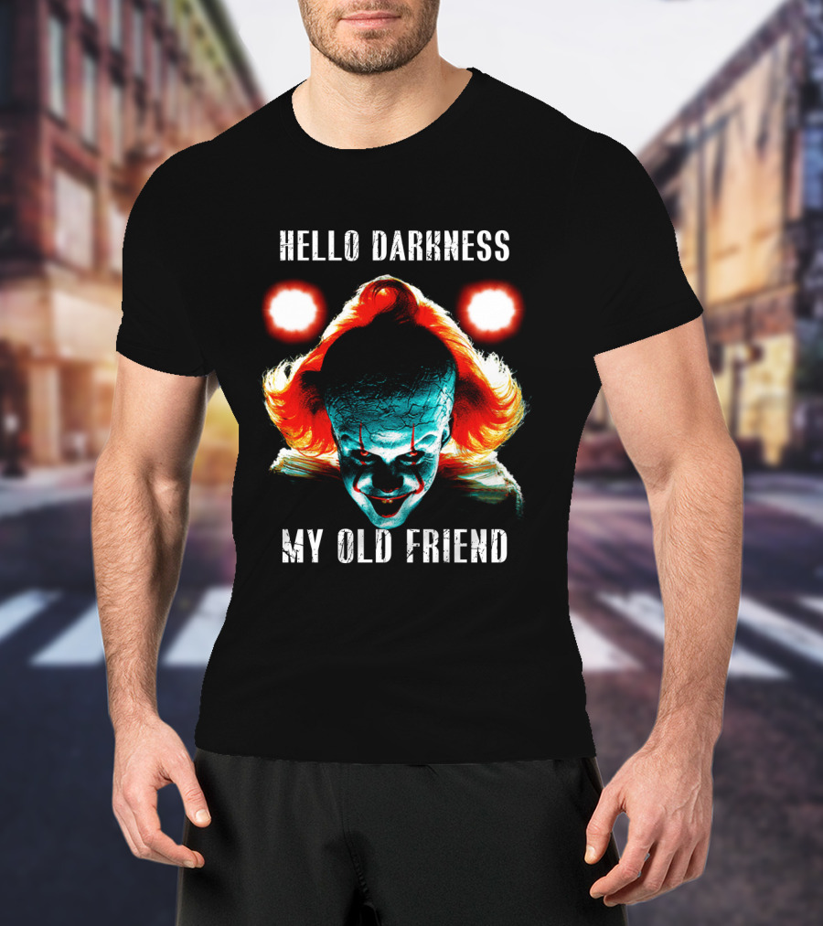 Pennywise Clown Artwork Hello Darkness My Old Friend Horror T-Shirt