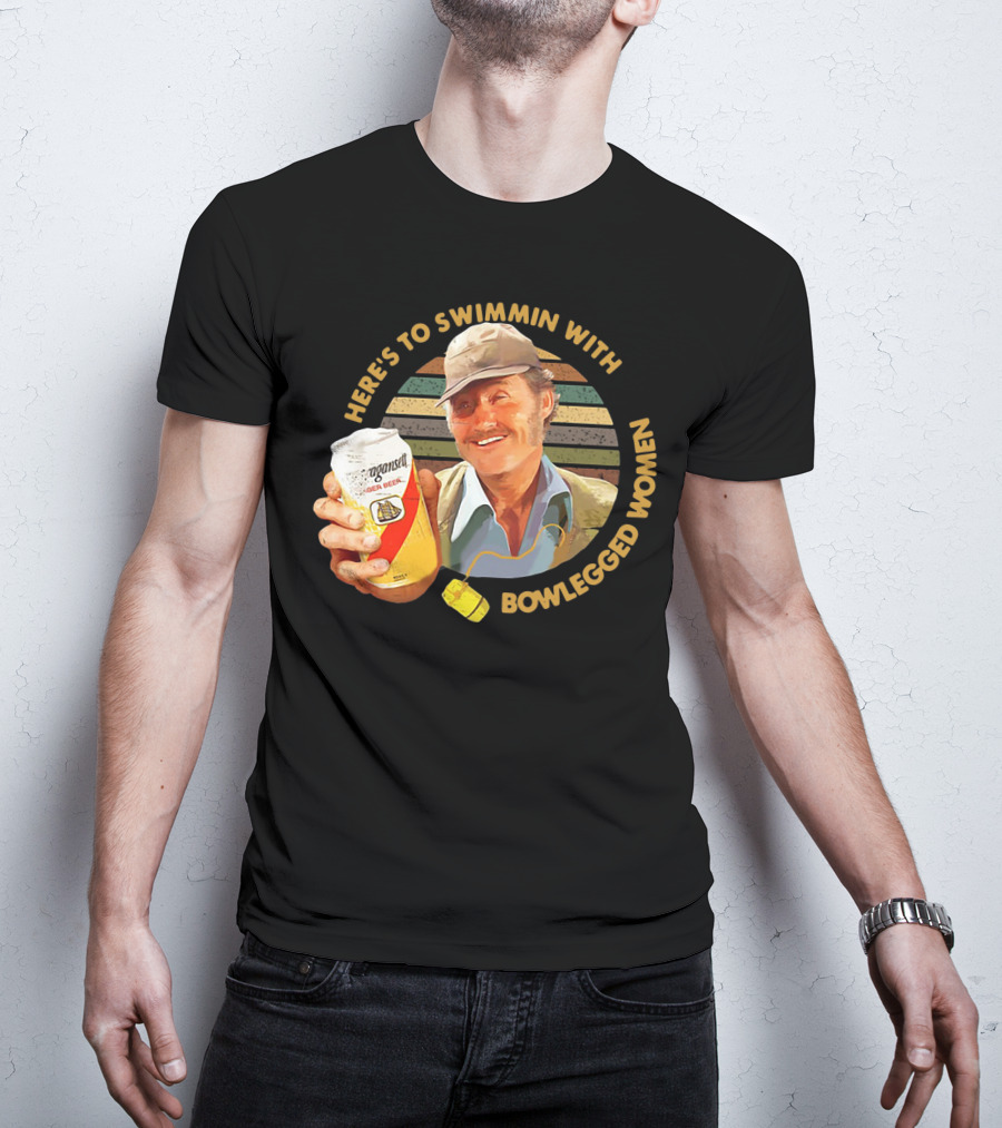 Quint Jaws Here’s To Swimmin With Bowlegged Women Vintage Beer Scene T-Shirt