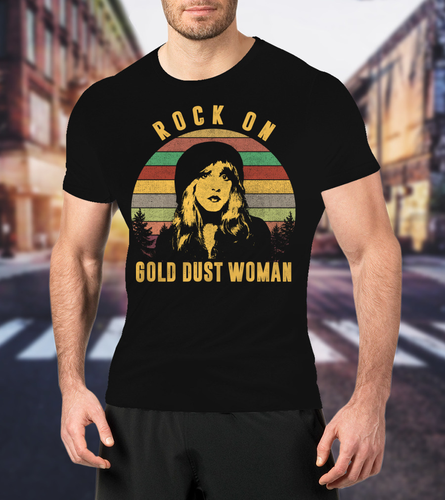 Rock On Gold Dust Woman Vintage Stripes Forest T-Shirt