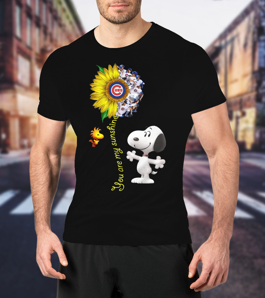 Snoopy Chicago Cubs You Are My Sunshine Sunflower Baseball T-Shirt