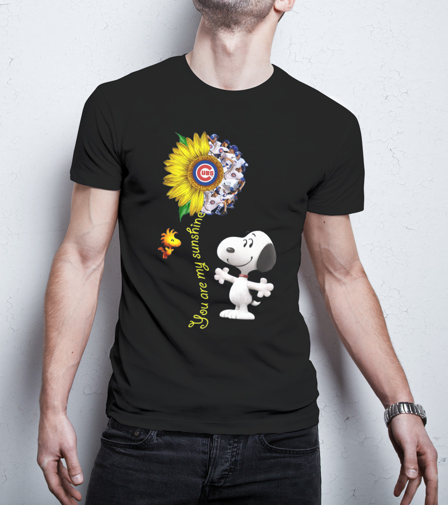 Snoopy Chicago Cubs You Are My Sunshine Sunflower Baseball T-Shirt