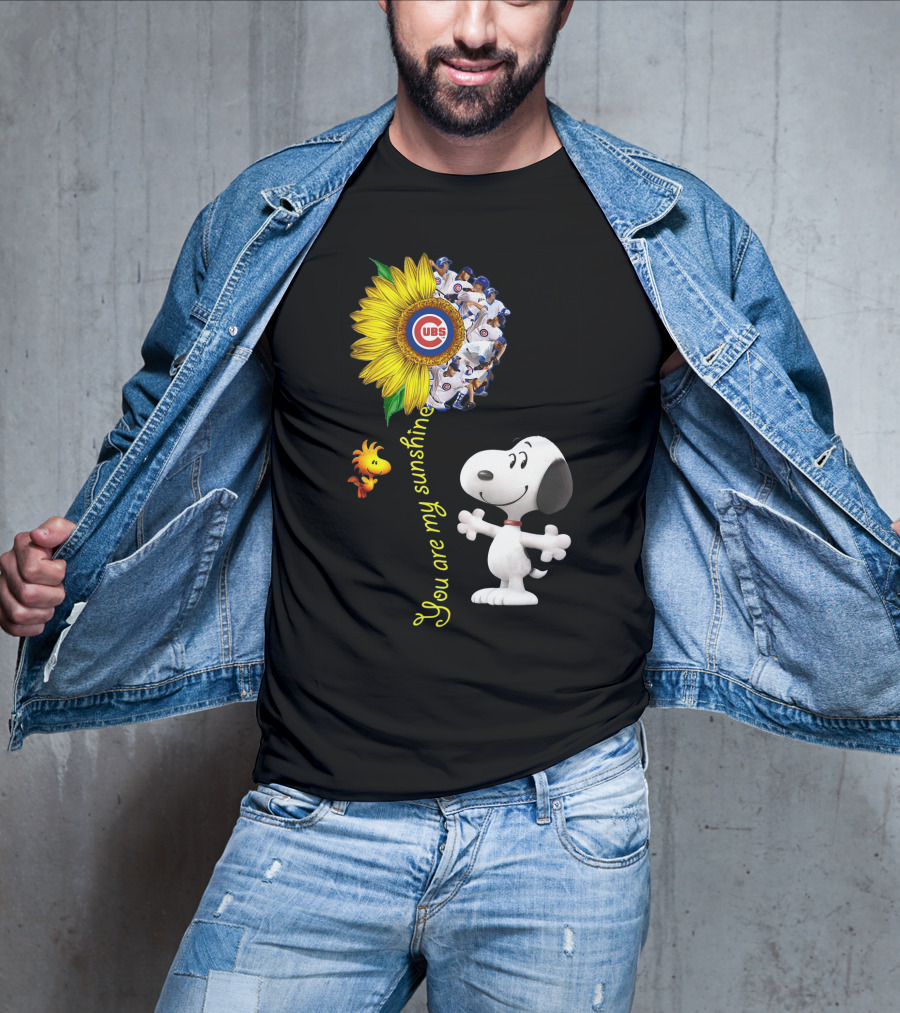 Snoopy Chicago Cubs You Are My Sunshine Sunflower Baseball T-Shirt