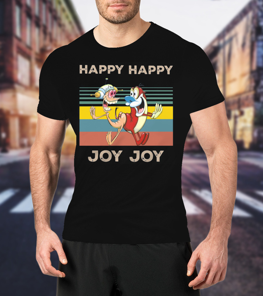 Ren And Stimpy Happy Happy Joy Joy Mighty Fine Stripede T-Shirt