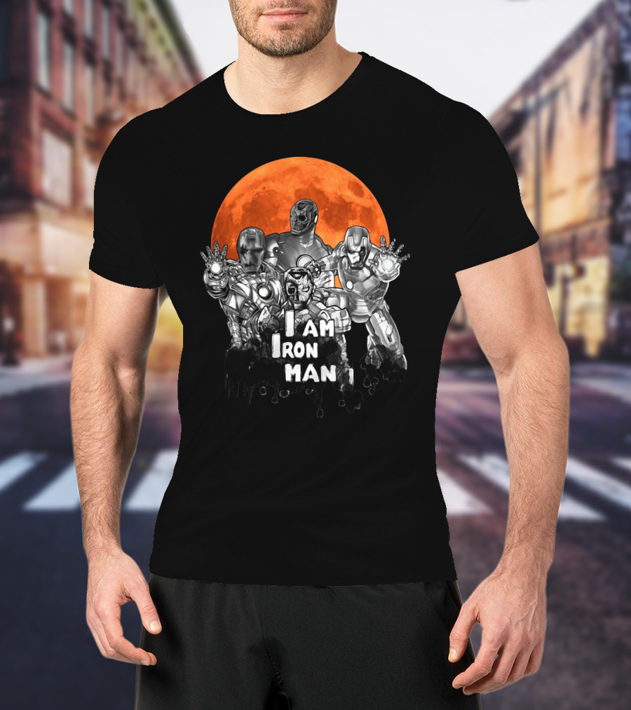 Iron Man Zombie Halloween I Am Iron Man Moon T-Shirt