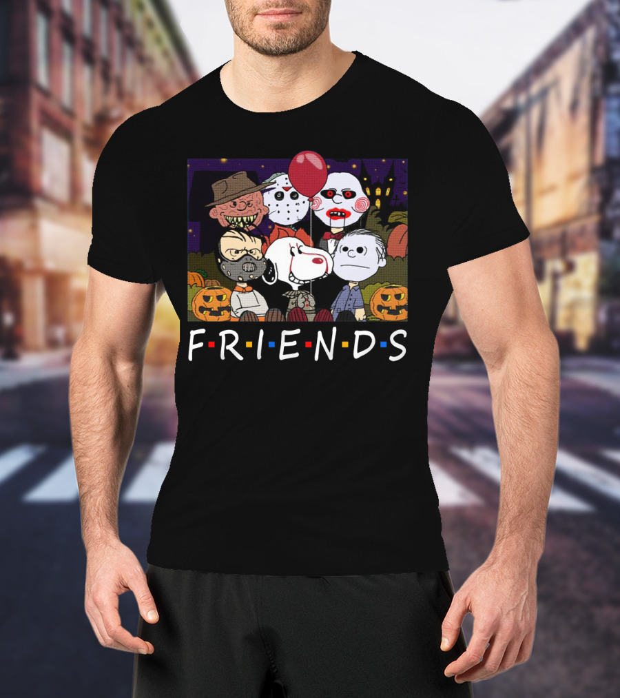 Horror Halloween Peanuts Characters Friends TV Show Mashup T-Shirt