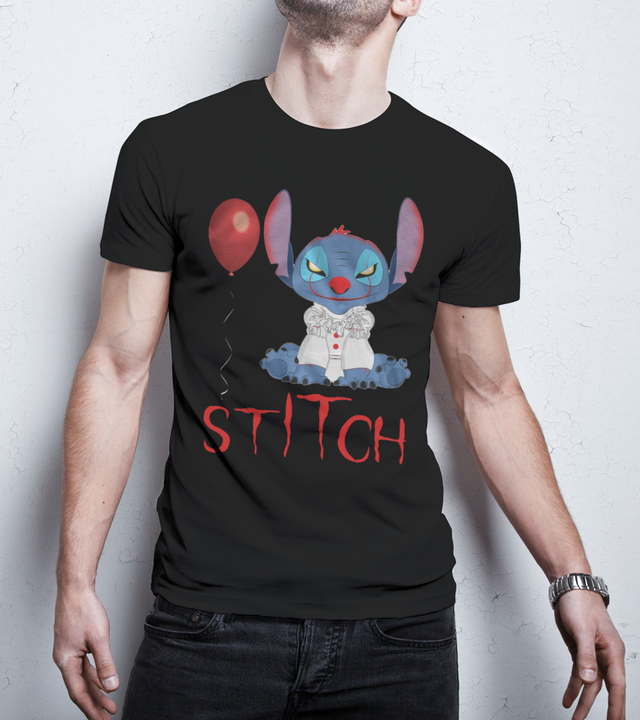 It Horror Stitch With Pennywise Balloon T-Shirt