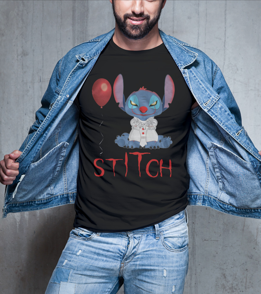 It Horror Stitch With Pennywise Balloon T-Shirt
