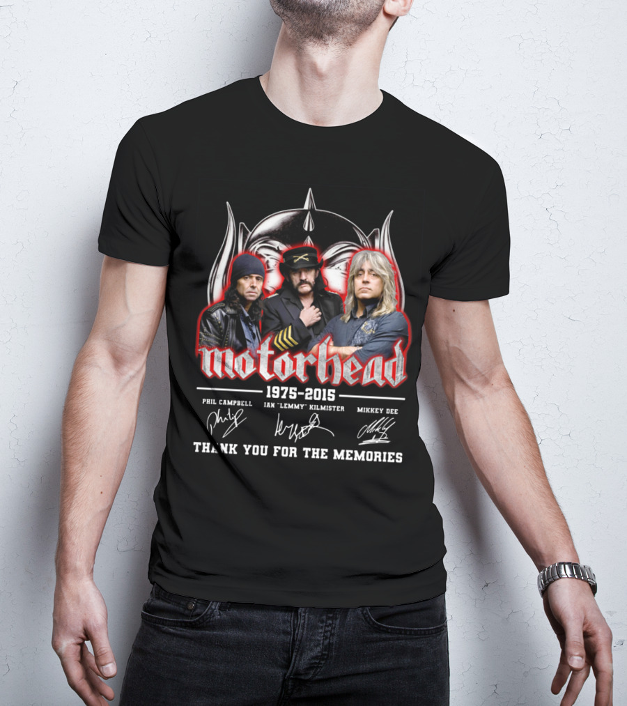 Motorhead 1975-2015 Thank You For The Memories Phil Campbell Ian 'Lemmy' Kilmister Mikkey Dee T-Shirt
